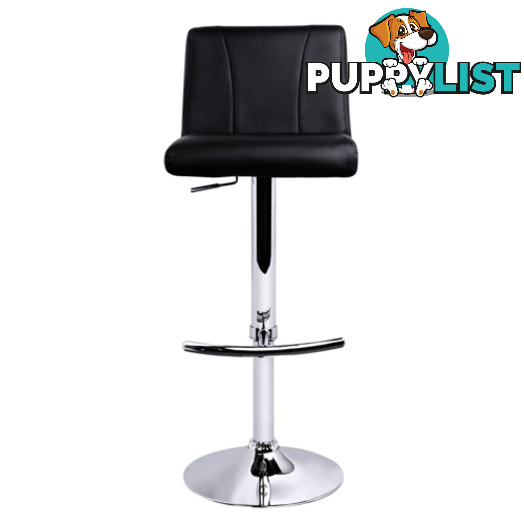 Set of 2 PU Leather Kitchen Bar Stool Black