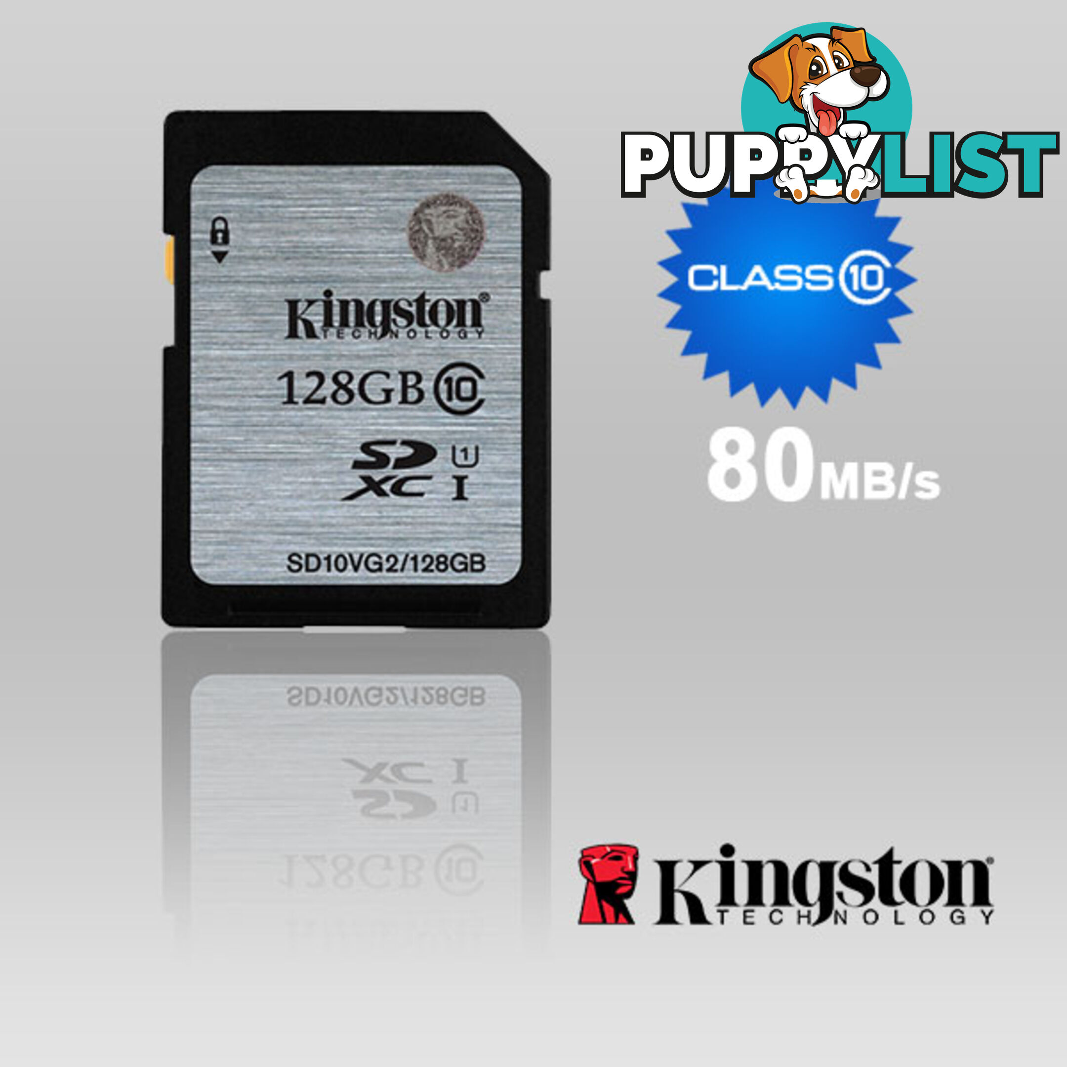 KINGSTON 128GB SDXC Class10 UHS-I 80MB/s Read Flash Card  Retail   (SD10VG2/128GBFR)