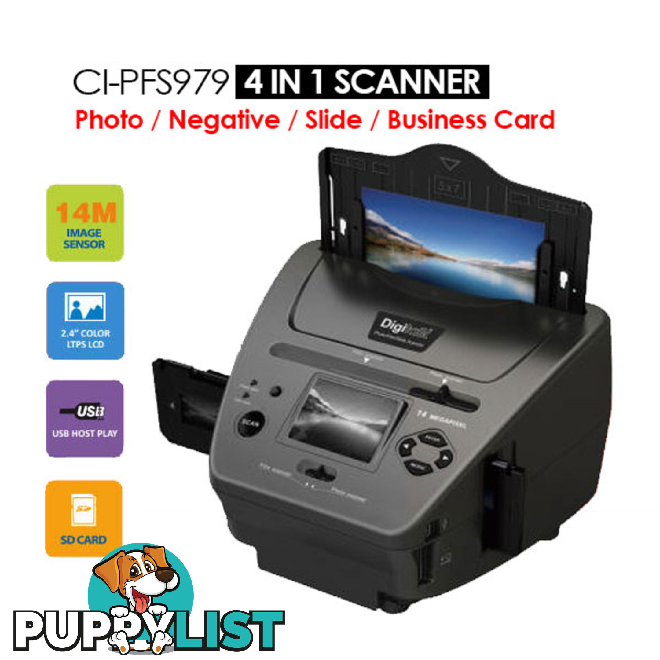 4-IN-1 Combo 14MP Photo/Film/Slide/Business card Scanner