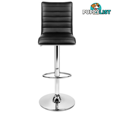 Set of 2 PU Leather Bar Stools - Black