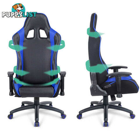 PU Leather & Mesh Reclining Office Desk Gaming Executive Chair - Blue