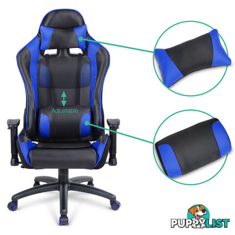 PU Leather & Mesh Reclining Office Desk Gaming Executive Chair - Blue