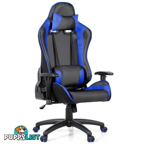 PU Leather & Mesh Reclining Office Desk Gaming Executive Chair - Blue