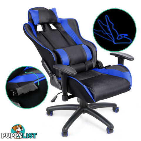 PU Leather & Mesh Reclining Office Desk Gaming Executive Chair - Blue