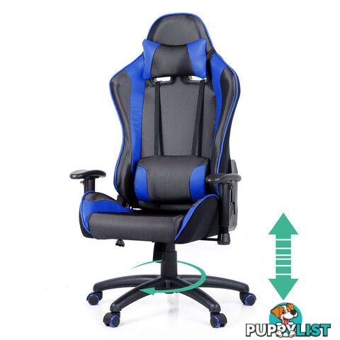 PU Leather & Mesh Reclining Office Desk Gaming Executive Chair - Blue