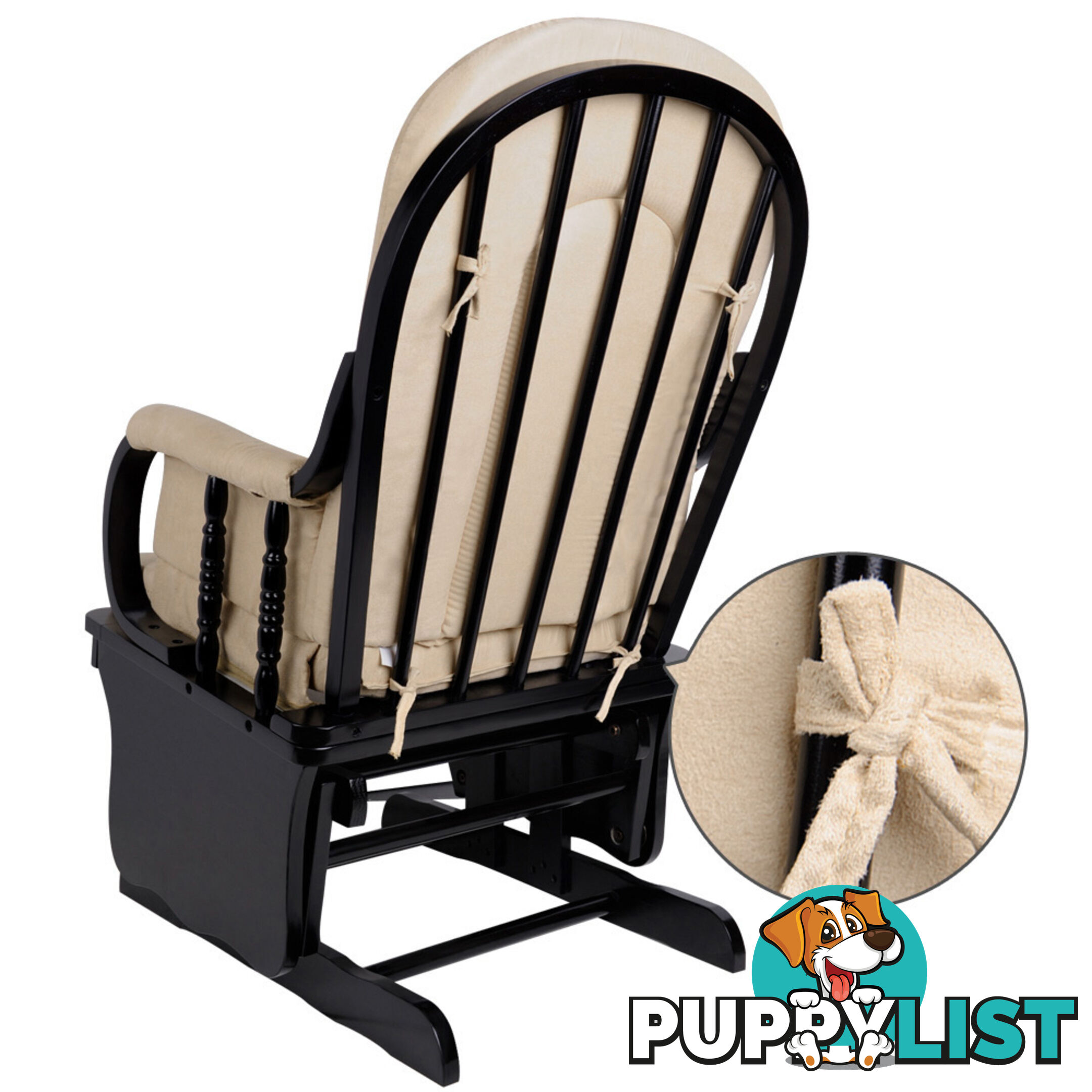 Baby Breast Feeding Sliding Glider Chair w/ Ottoman Beige