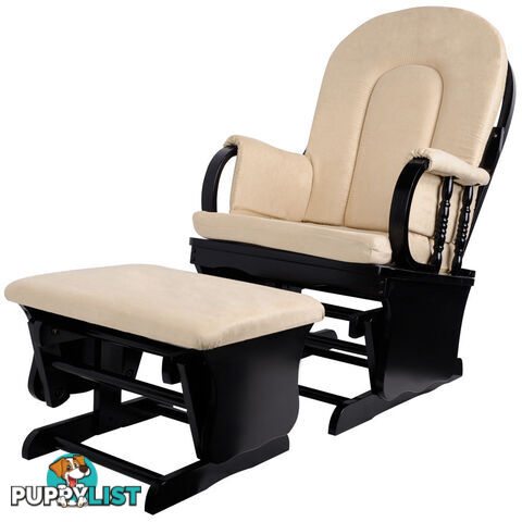 Baby Breast Feeding Sliding Glider Chair w/ Ottoman Beige