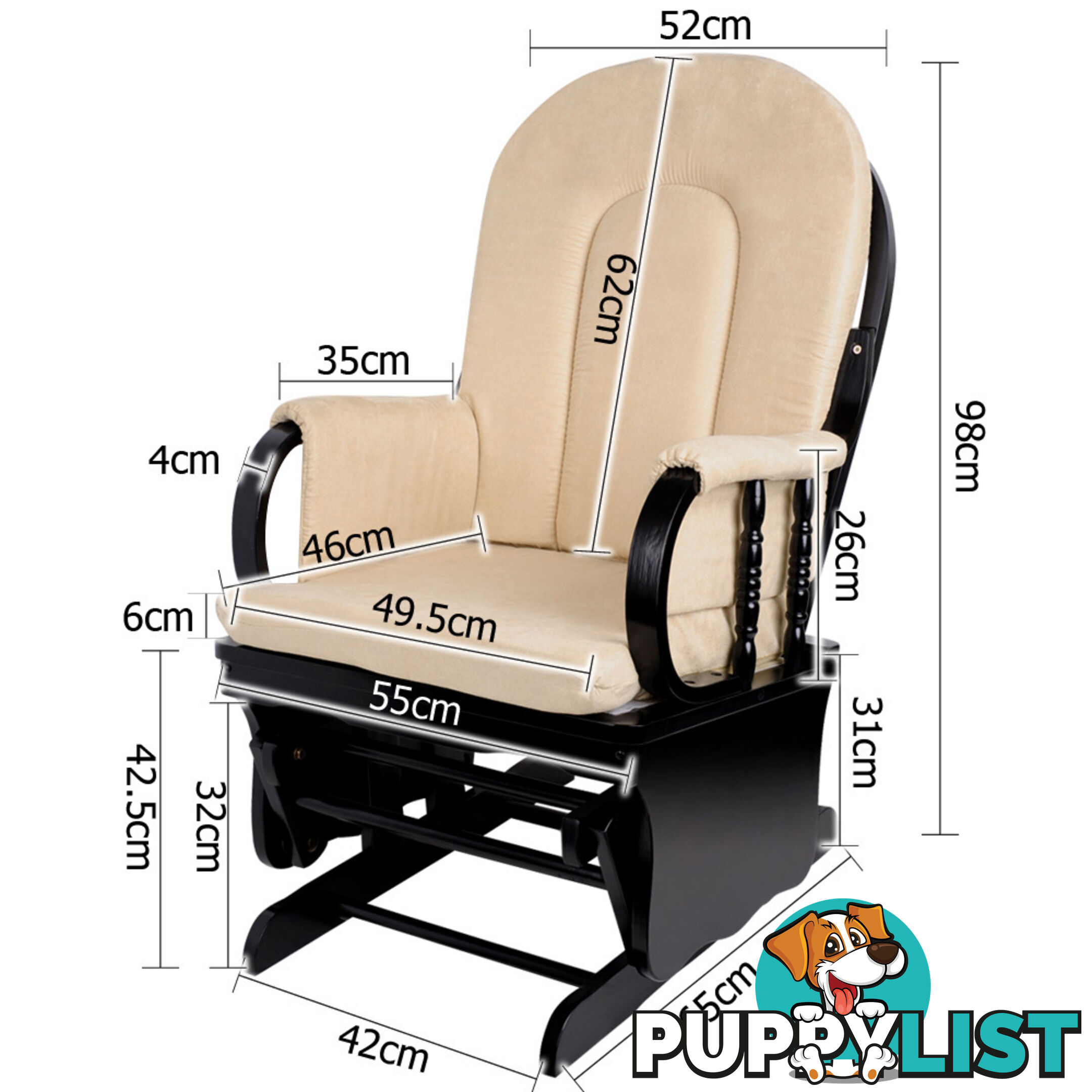 Baby Breast Feeding Sliding Glider Chair w/ Ottoman Beige