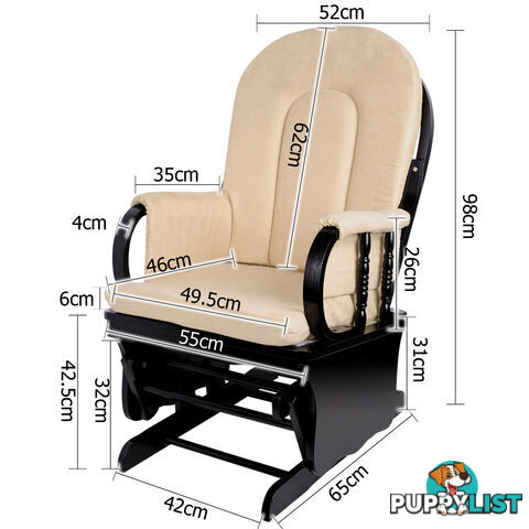 Baby Breast Feeding Sliding Glider Chair w/ Ottoman Beige