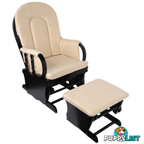 Baby Breast Feeding Sliding Glider Chair w/ Ottoman Beige