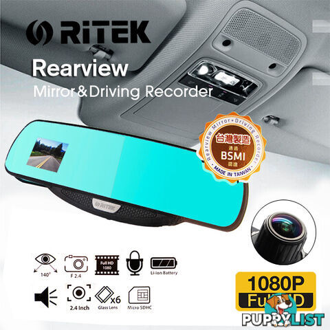 Ritek Full HD 1080 CRMT 01 Rearview Mirror + Driving Recorder