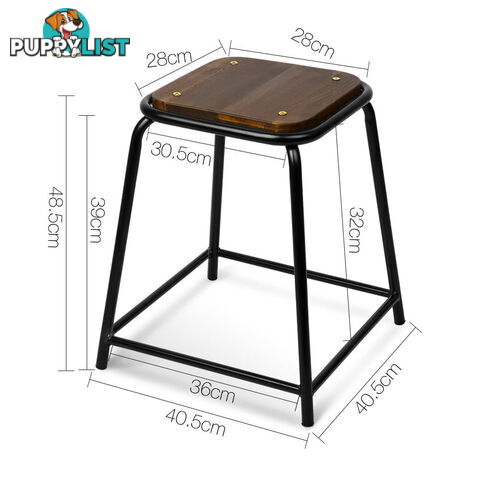 Set of 4 Stackable Wooden Seat Stools _ 48.5CM