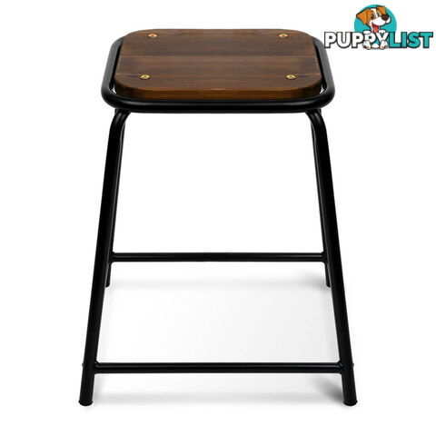 Set of 4 Stackable Wooden Seat Stools _ 48.5CM