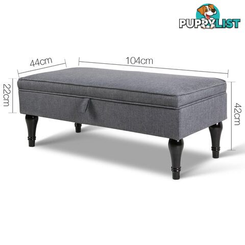 Linen Fabric Storage Ottoman _ Grey