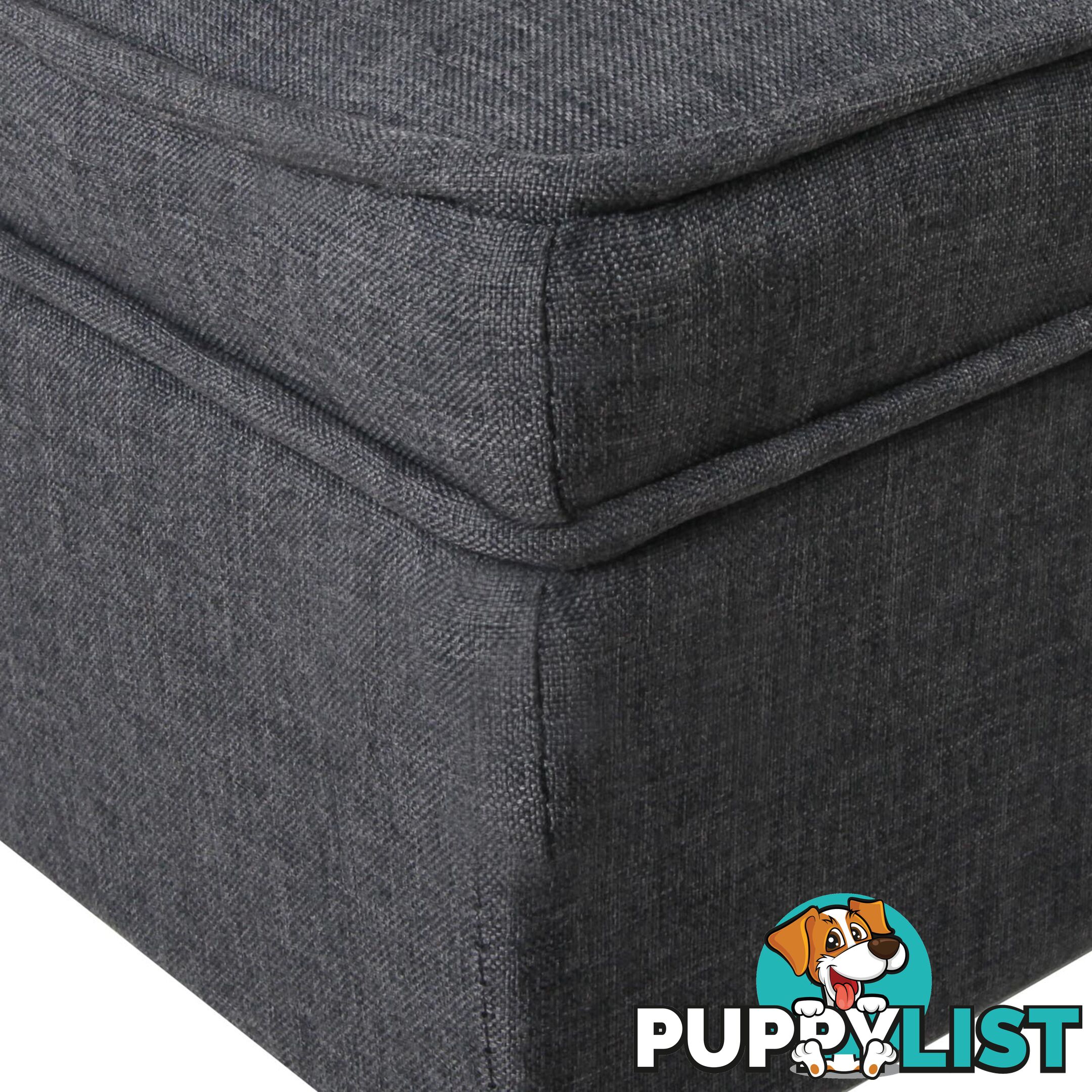 Linen Fabric Storage Ottoman _ Grey