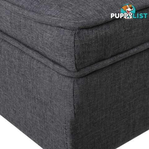 Linen Fabric Storage Ottoman _ Grey