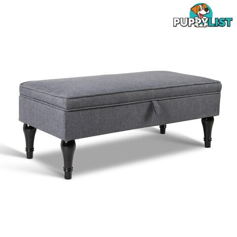 Linen Fabric Storage Ottoman _ Grey