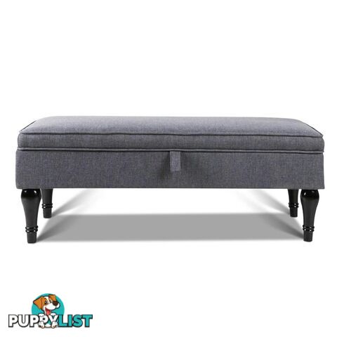 Linen Fabric Storage Ottoman _ Grey