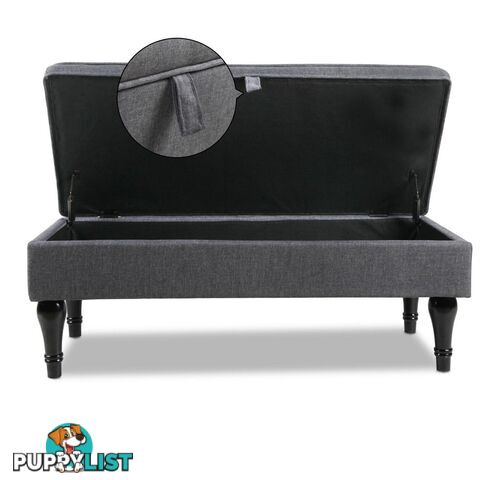 Linen Fabric Storage Ottoman _ Grey