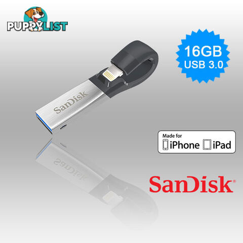 SANDISK IXPAND FLASH DRIVE SDIX30N 16GB GREY IOS USB 3.0  (SDIX30N-016G)