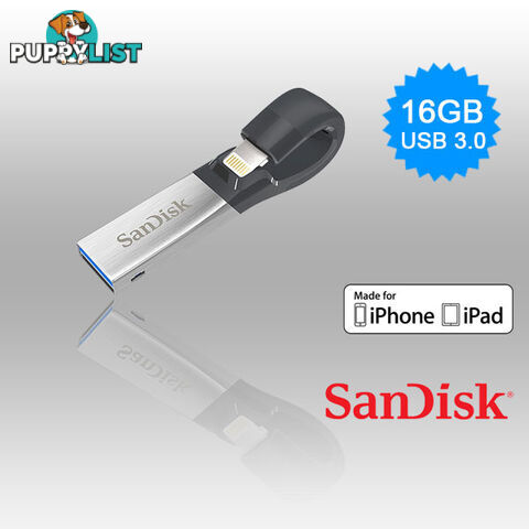 SANDISK IXPAND FLASH DRIVE SDIX30N 16GB GREY IOS USB 3.0  (SDIX30N-016G)