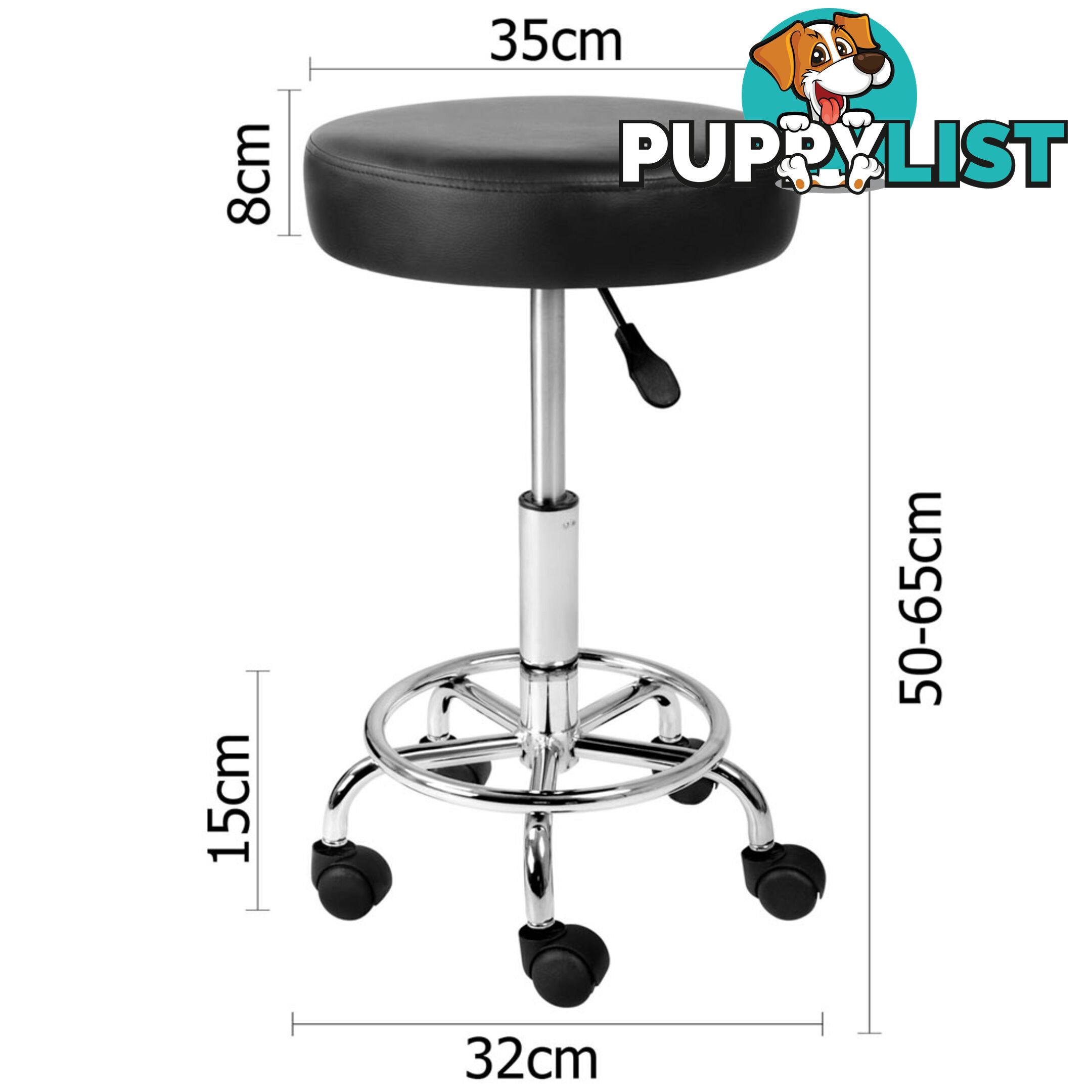 Round PU Swivel Salon Stool Black