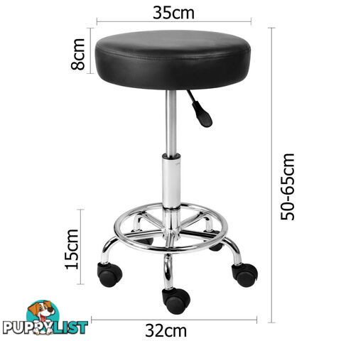 Round PU Swivel Salon Stool Black