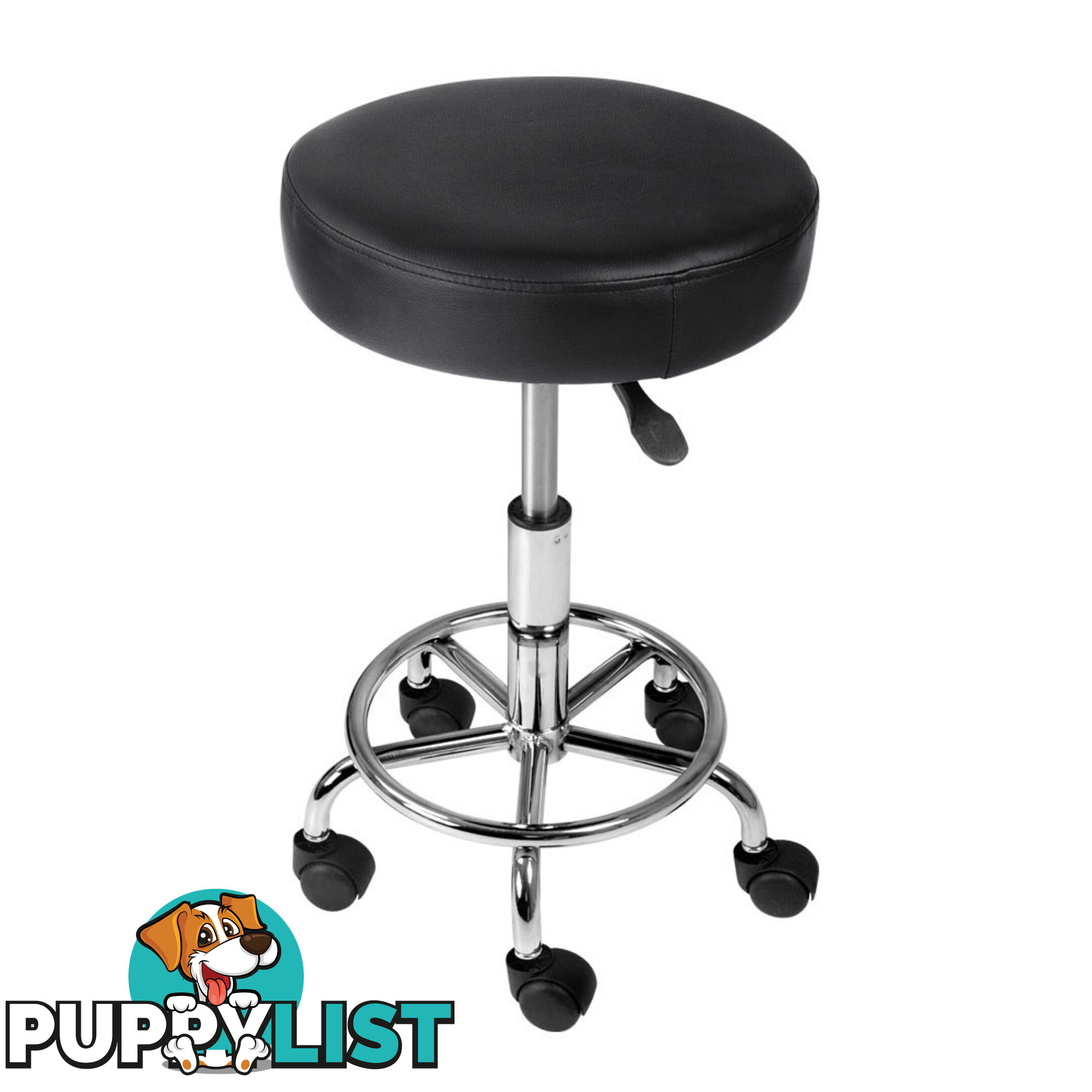 Round PU Swivel Salon Stool Black