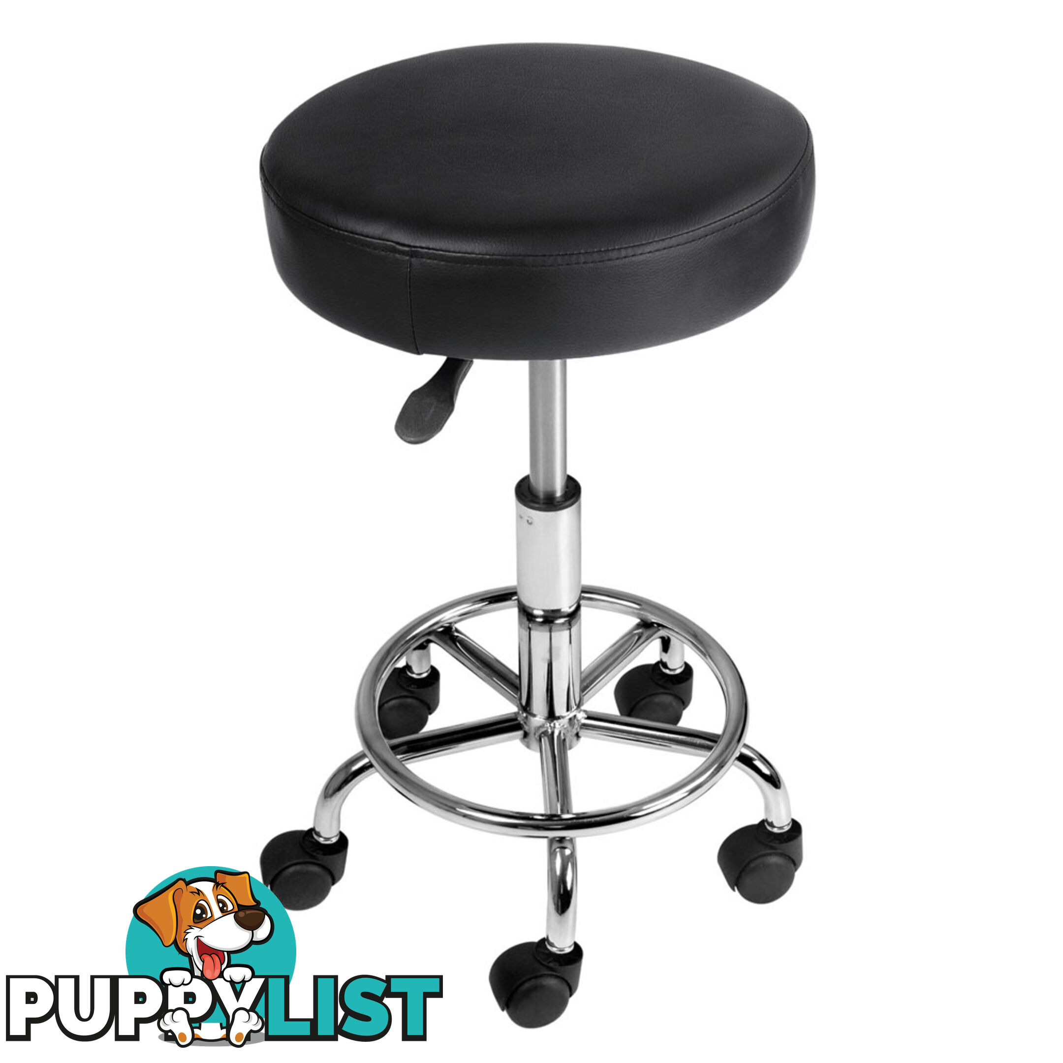 Round PU Swivel Salon Stool Black