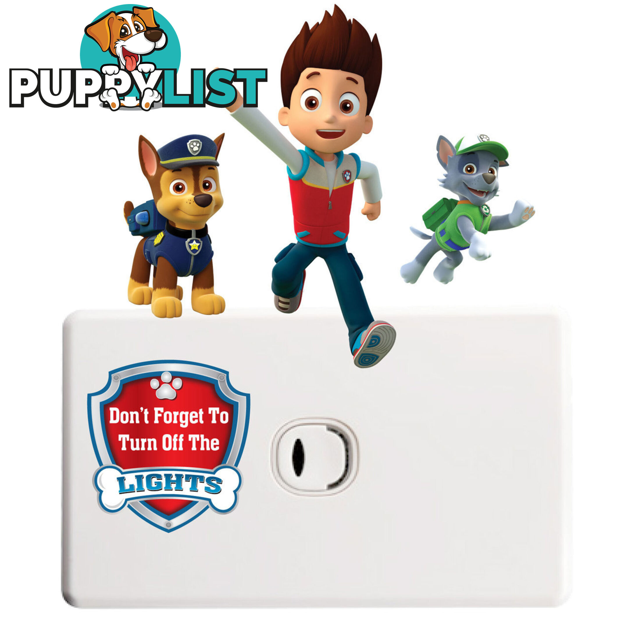 Skye Paw Patrol Light Switch Wall Stickers - Totally Movable