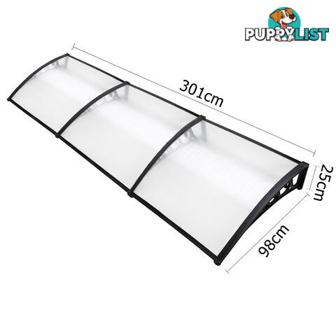 DIY Window Door Awning Cover Transparent 100 x 300cm