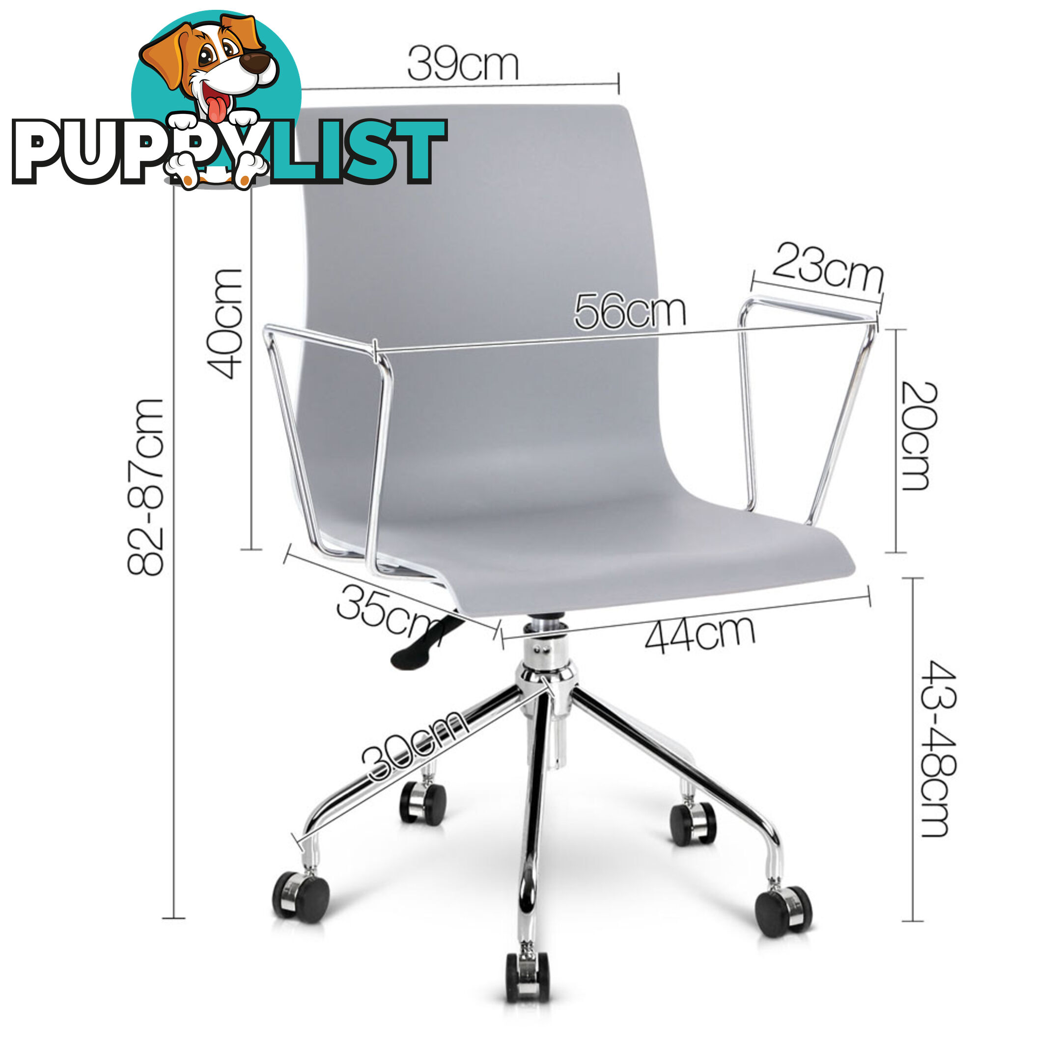 Modern Office Chair with Armrests Grey