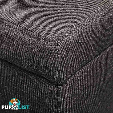 Linen Fabric Storage Ottoman Brown