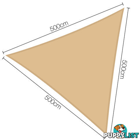 Heavy Duty 185GSM Shade Sail Canopy 5 x 5 x 5M Sand