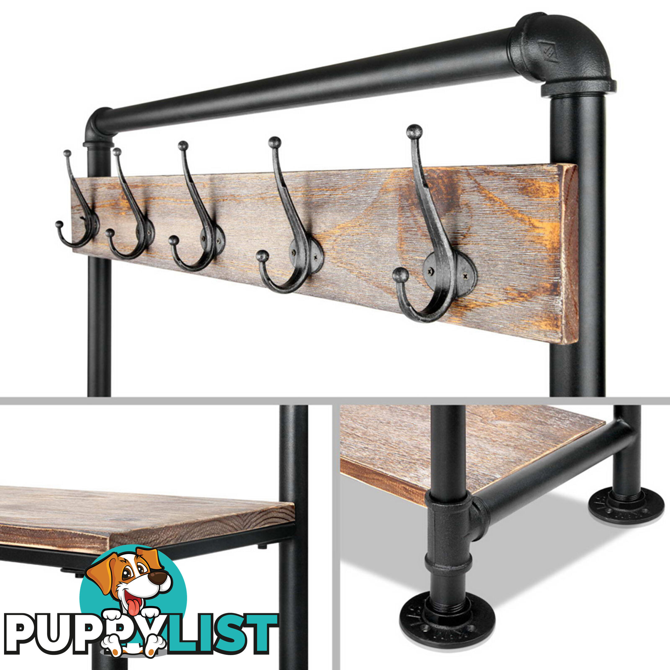 Pipe Shoe Rack & Coat Hanger Hallway Entry Shelf