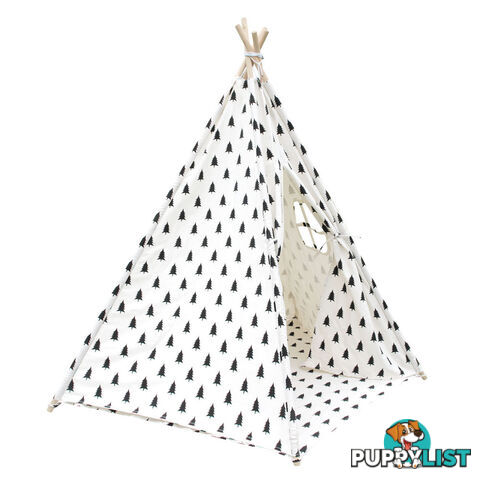 5 Poles Teepee Tent w/ Storage Bag Black White