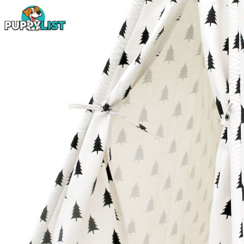 5 Poles Teepee Tent w/ Storage Bag Black White