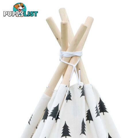 5 Poles Teepee Tent w/ Storage Bag Black White