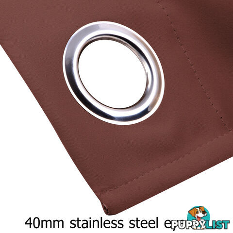 ArtQueen 3 Pass Eyelet Blockout Curtain Brown 300cm