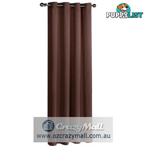 ArtQueen 3 Pass Eyelet Blockout Curtain Brown 300cm