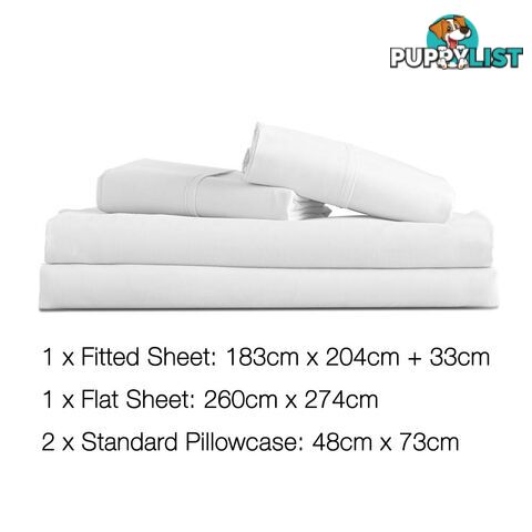 4 Piece Microfibre Sheet Set King _ White