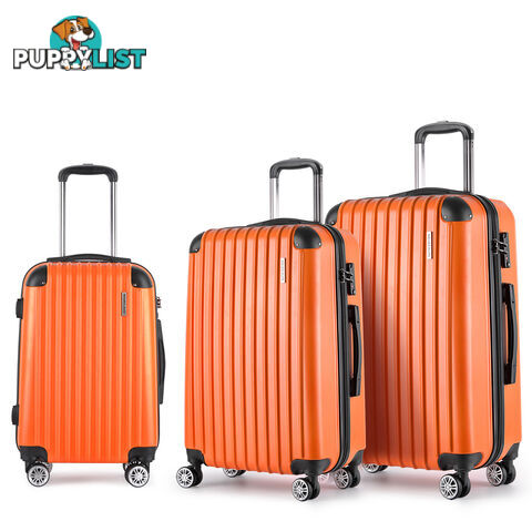 Set of 3 Hard Shell Travel Luggage with TSA Lock - Orange