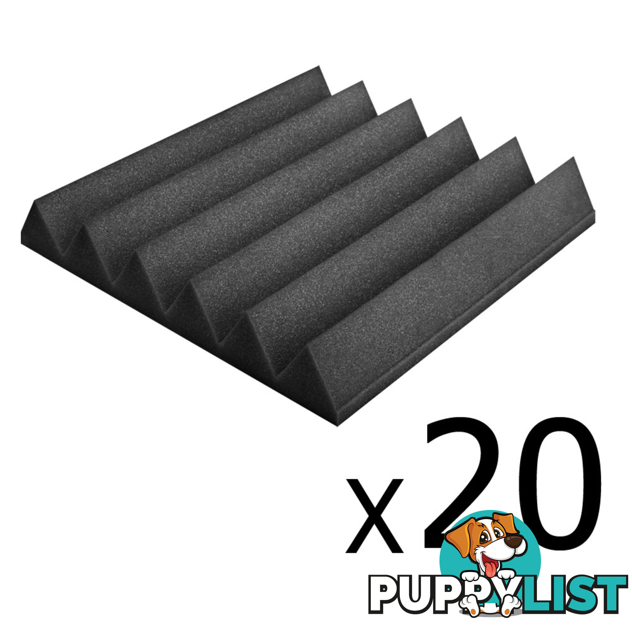 Set of 20 Studio Wedge Acoustic Foam Charcoal 30 x 30cm