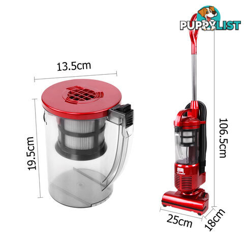 Upright Cyclonic Vacuum Cleaner Bagless HEPA Filter Red