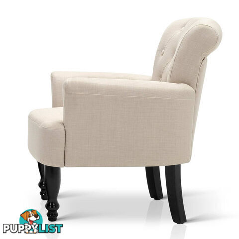 Wing Armchair French Provincial Linen Fabric Taupe