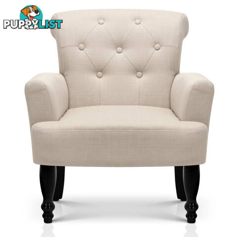 Wing Armchair French Provincial Linen Fabric Taupe