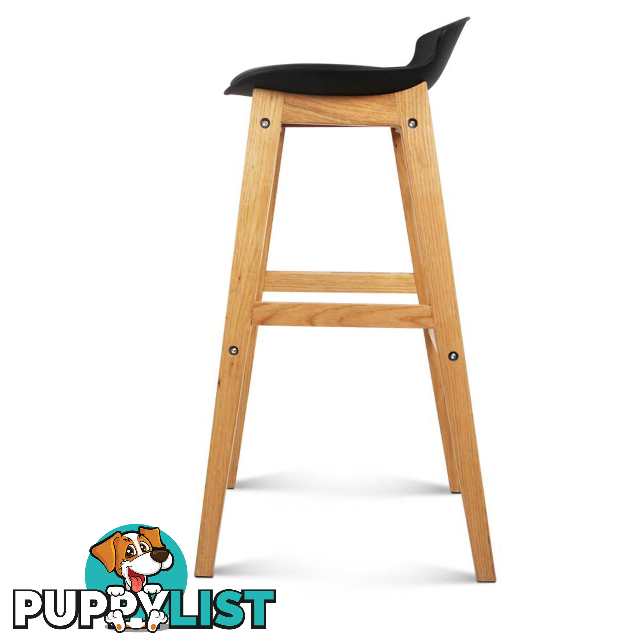 Set of 2 High Seat Back Barstools Black