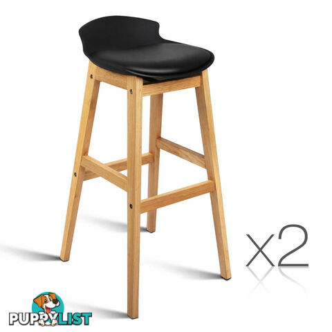 Set of 2 High Seat Back Barstools Black