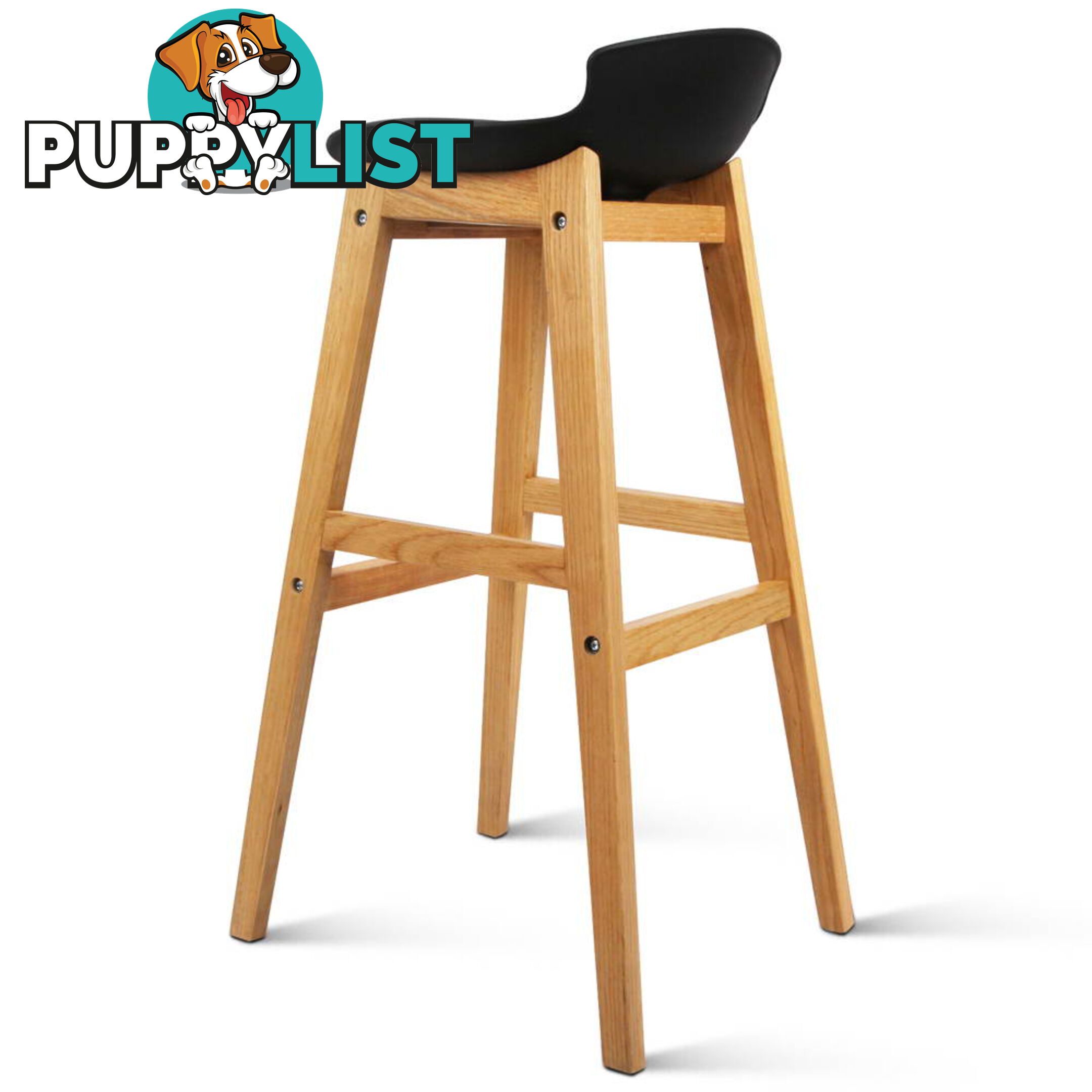 Set of 2 High Seat Back Barstools Black