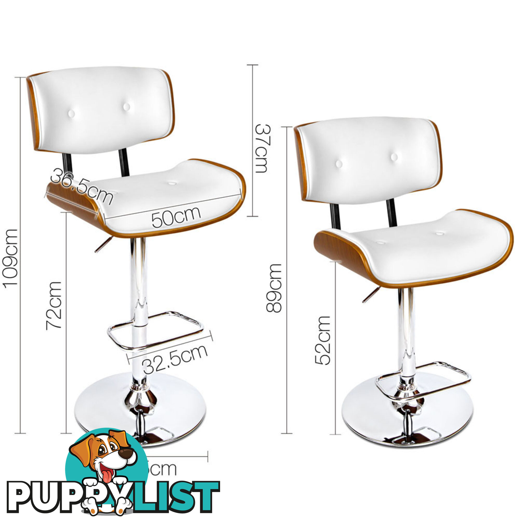 PU Leather Bar Stool with Chrome Base